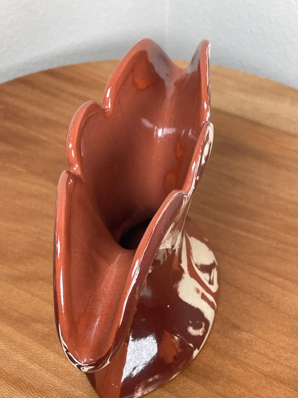 VTG 1978 Montana Clays in Calico Handmade Art Pottery Fluted Vase  Marbled